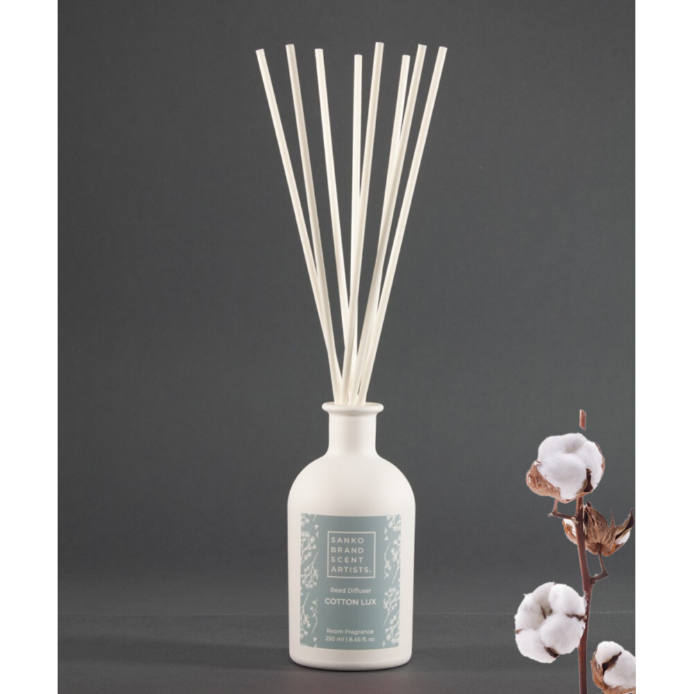 COTTON LUX Reed Diffuser αρωματικό χώρου 250 ml ΑΡΩΜΑΤΙΚΑ ΧΩΡΟΥ ΜΕ ΣΤΙΚΣ
