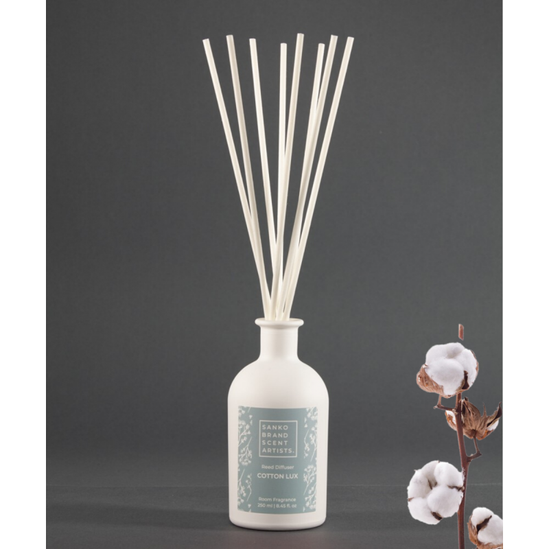 COTTON LUX Reed Diffuser αρωματικό χώρου 250 ml ΑΡΩΜΑΤΙΚΑ ΧΩΡΟΥ ΜΕ ΣΤΙΚΣ