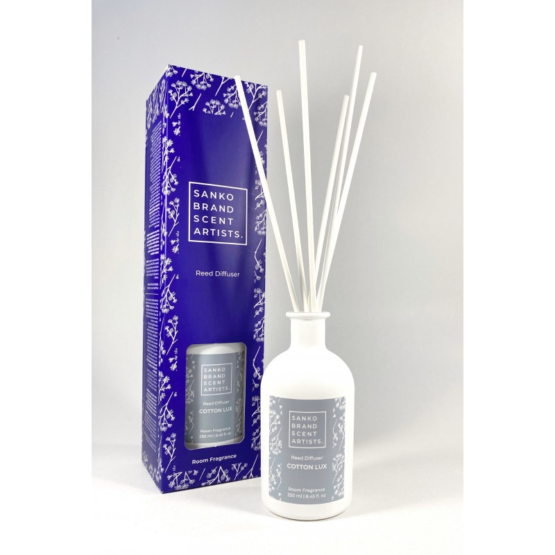 COTTON LUX Reed Diffuser αρωματικό χώρου 250 ml ΑΡΩΜΑΤΙΚΑ ΧΩΡΟΥ ΜΕ ΣΤΙΚΣ