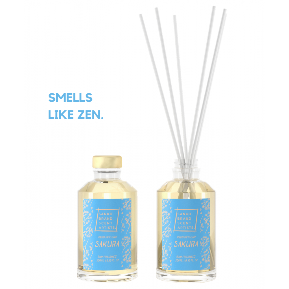SAKURA Reed Diffuser αρωματικό χώρου 250 ml ΑΡΩΜΑΤΙΚΑ ΧΩΡΟΥ ΜΕ ΣΤΙΚΣ